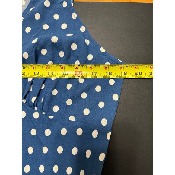 Reformation NWT Calix Dress Polka Dots Sleeveless Mini Blue White Size XL - Picture 11 of 12